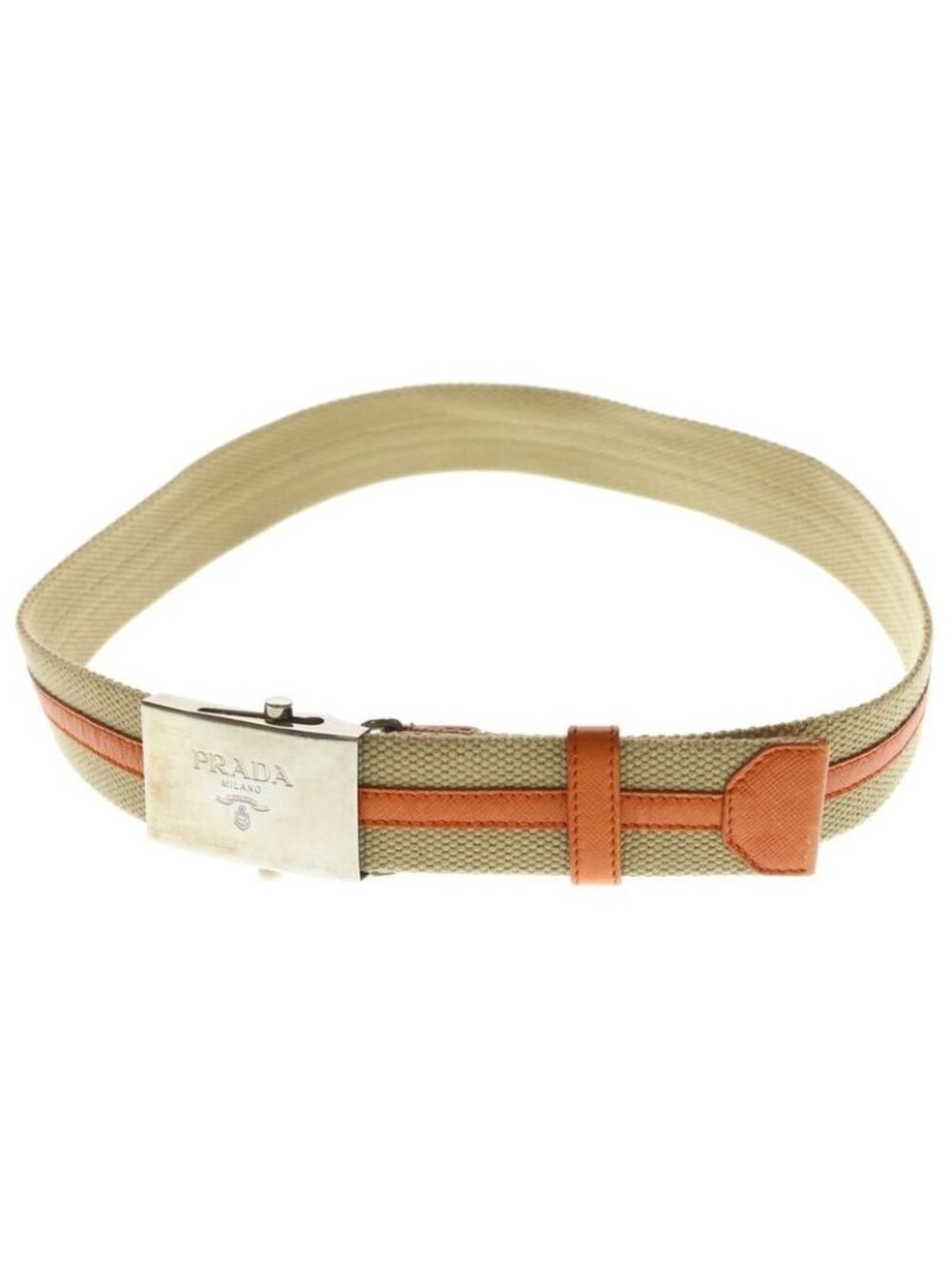 Prada Gacha Belt Silver Beige Orange